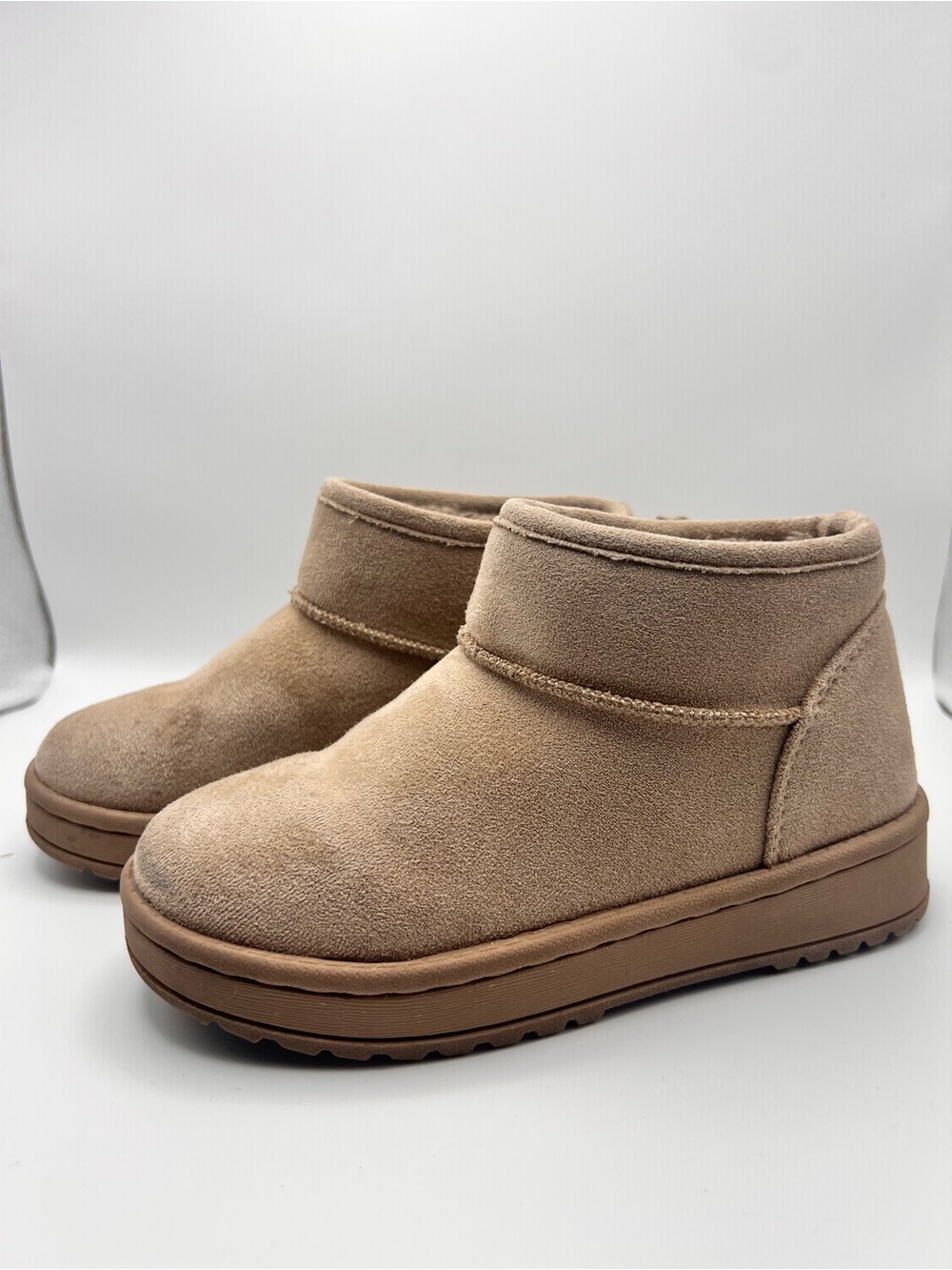 White Mountain Kids Girls 11M Inspo Chestnut Suede Faux Fur Ankle Boots